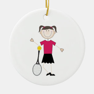 Tennisspielerin Keramik Ornament