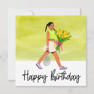 Tennisspielerin mit vielen Blume Karte