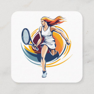 Tennisspielerin Quadratische Visitenkarte