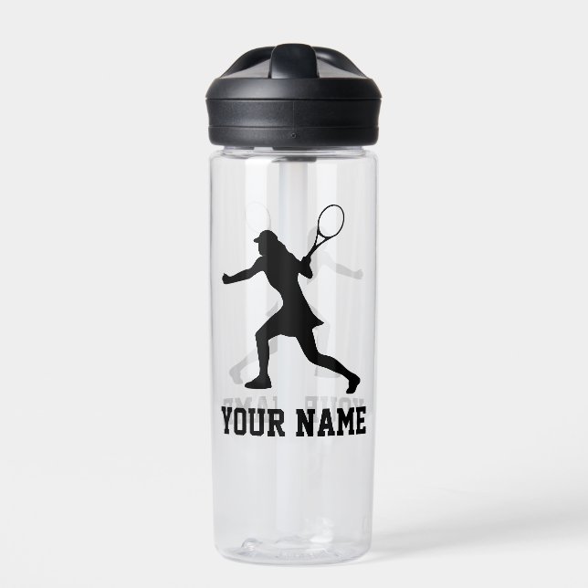 Tennisspielerin Silhouette individuelle Name Pasti Trinkflasche (Vorderseite)
