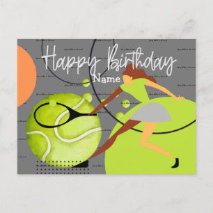 Tennisspielerin spielt Alles Gute zum Geburtstag  Postkarte