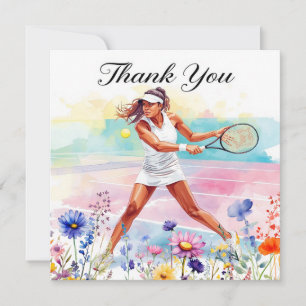 Tennisspielerin spielt Tennis Dankeskarte