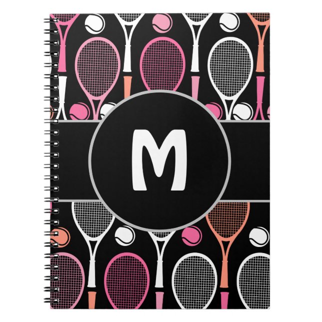 Tennisspielerteam Name Personalisiert Mit Monogram Notizblock (Vorderseite)
