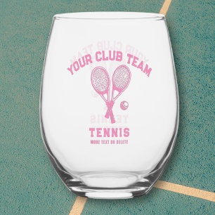 Tennisspielerteam Name Personalisiert Rosa Weinglas Ohne Stiel