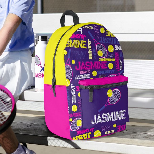 Tennissportarten Rosa-Gelb-individuelle Name Bedruckter Rucksack (Von Creator hochgeladen)