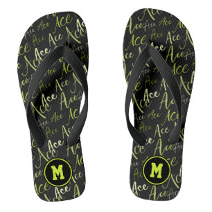 Tennisvolleyball grün Ace Textmuster Flip Flops