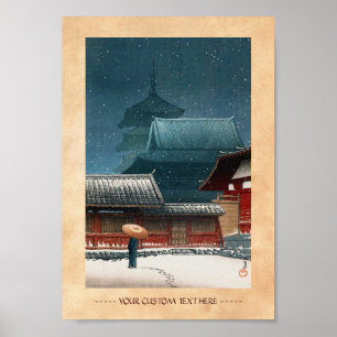 Tennô-ji Temple in Osaka hasui kawase shan hanga Poster