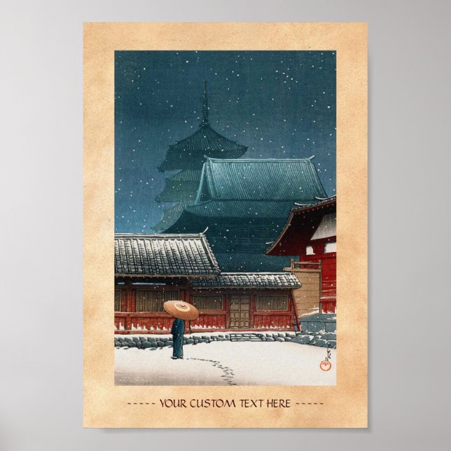 Tennô-ji Temple in Osaka hasui kawase shan hanga Poster (Vorne)