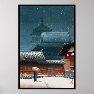 Tennô-ji Temple in Osaka hasui kawase shan hanga Poster