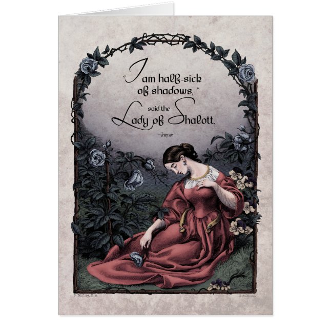 Tennyson Viktorianische Kunstkarte "Lady of Shalot (Vorne)