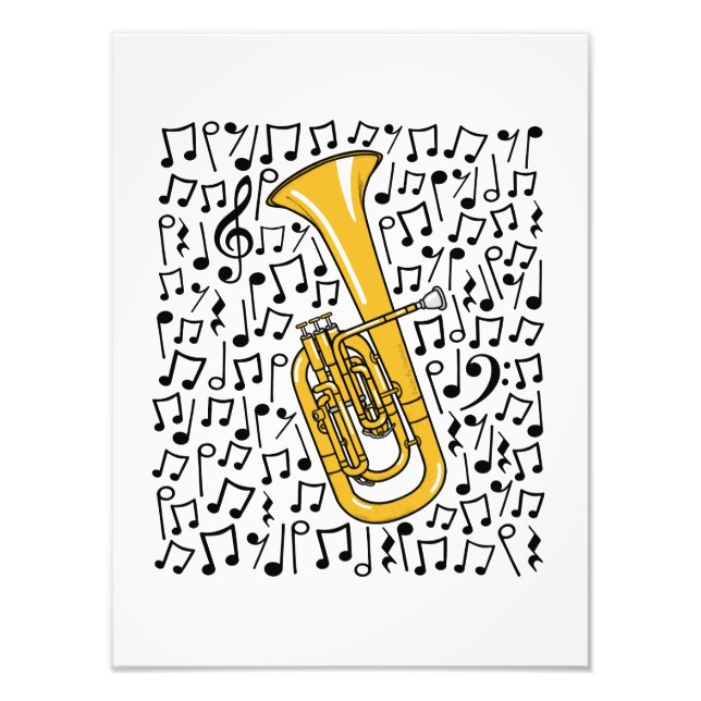 Tenor Horn Musical Notes Hornist Brass Musiker Fotodruck (Vorne)