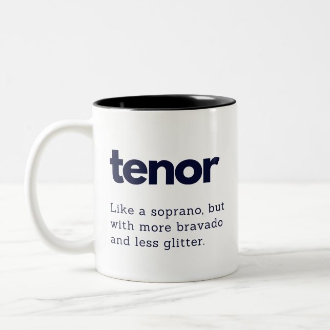 Tenor-lustige Geschenkgutscheine Tasse, Tenor-Chor Zweifarbige Tasse (Links)
