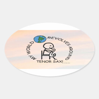 Tenor Sax - Weltumdrehungen um Oval Sticker