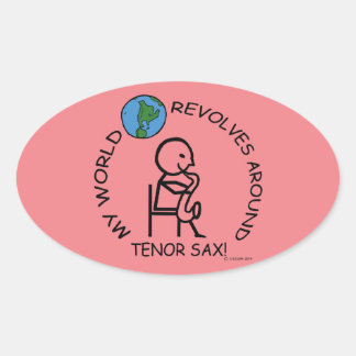 Tenor Sax - Weltumdrehungen um Oval Sticker