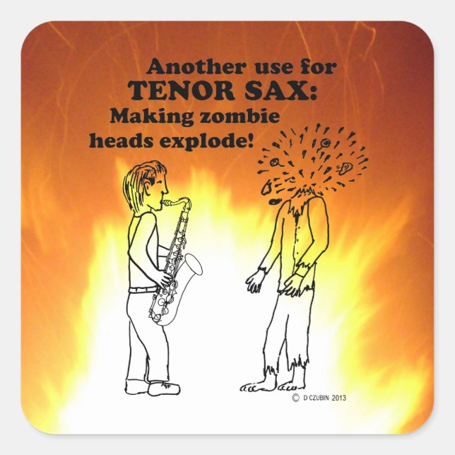 Tenor Sax Zombie Explode Square Sticker (Vorderseite)