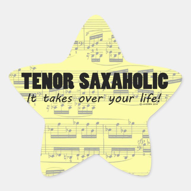 Tenor Saxaholic Life Star Sticker (Vorderseite)