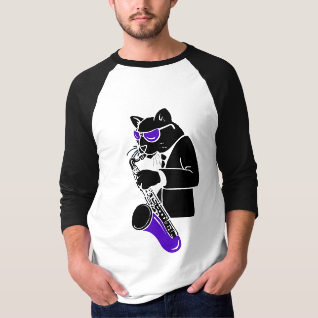 Tenorsaxofon-Katze T-Shirt (Vorderseite)