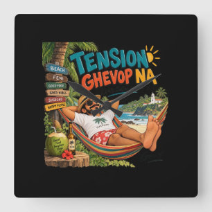 Tension Ghevop Na — Das Leben ist besser in Goa Quadratische Wanduhr