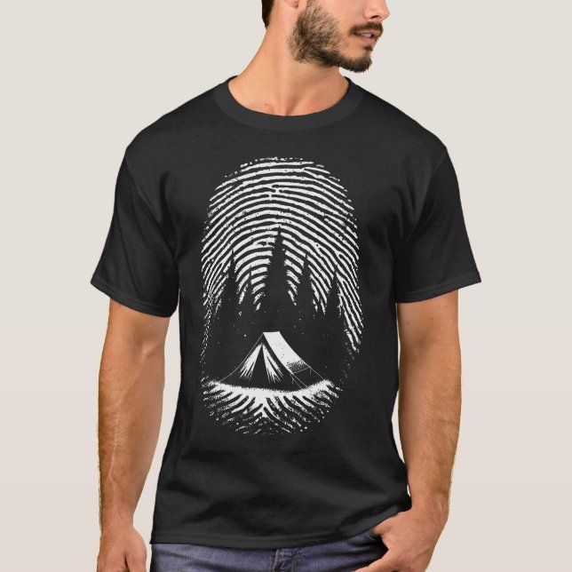 Tent Fingerprint - Vintage Nature Wildlife Camping T-Shirt (Vorderseite)