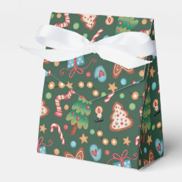 Tent Party Favor Gift Box Green Christmas Pattern Geschenkschachtel