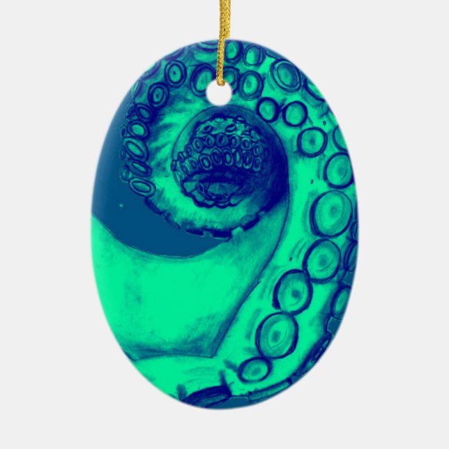 Tentacle, aquamariner und nautischer Oktopus Keramik Ornament (Vorne)
