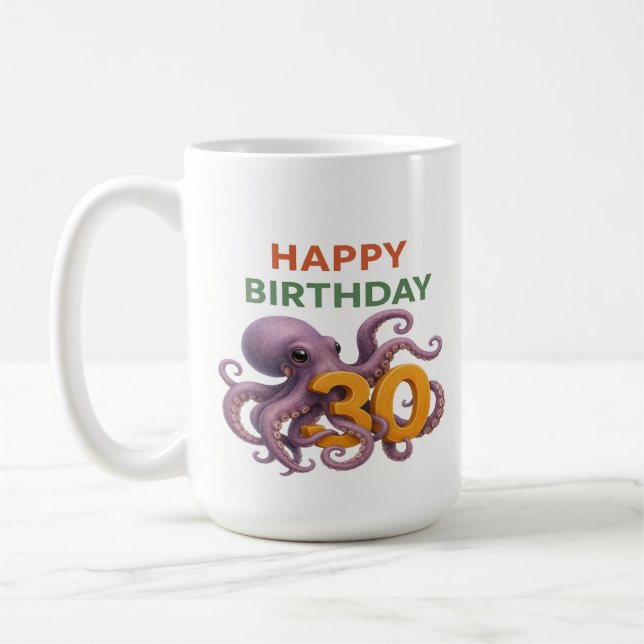 Tentacle-Drehung: 30. Geburtstag Octopus-Tasse Kaffeetasse (Links)