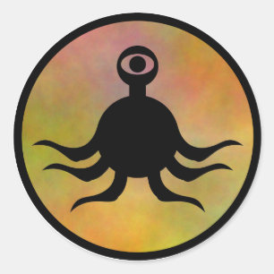 Tentacle Monster Hazard Runder Aufkleber
