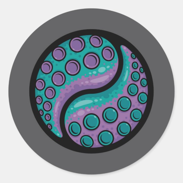 Tentacle Yin Yang Runder Aufkleber (Vorderseite)