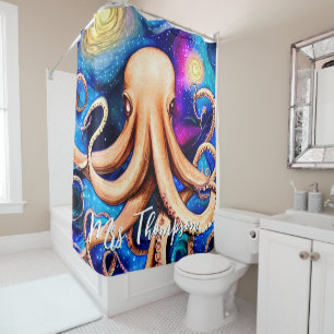 Tentacles Octopus mit Personalisiertem Namen Duschvorhang