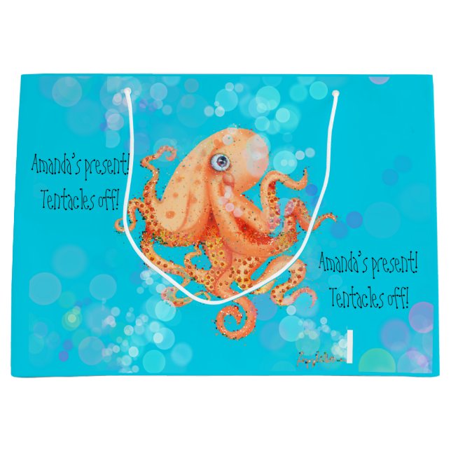 Tentakeln aus personalisiertem Oktopus mit Blasen Große Geschenktüte (Vorderseite)