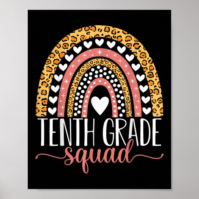 Tenth Grade Squad Team 10th Grade Teacher Back To  Poster (Vorne)