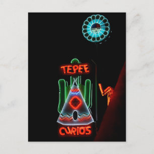 Tepee Curios Neon Sign, Tucumcari, N.M. Postkarte