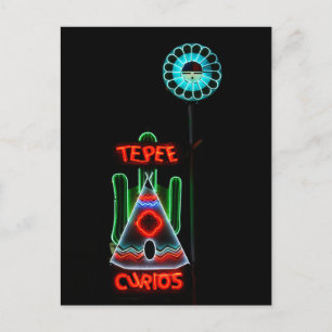 Tepee Curios Neon Sign, Tucumcari, New Mexico Postkarte