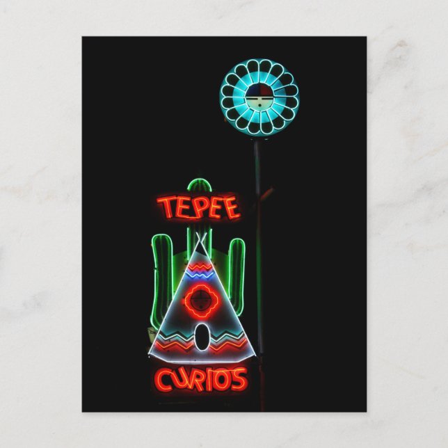 Tepee Curios Neon Sign, Tucumcari, New Mexico Postkarte (Vorderseite)