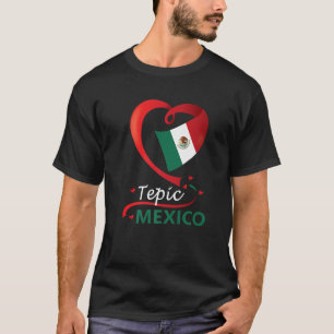 Tepic Nayarit Mexico Herzenflagge Mexicana Corazon T-Shirt