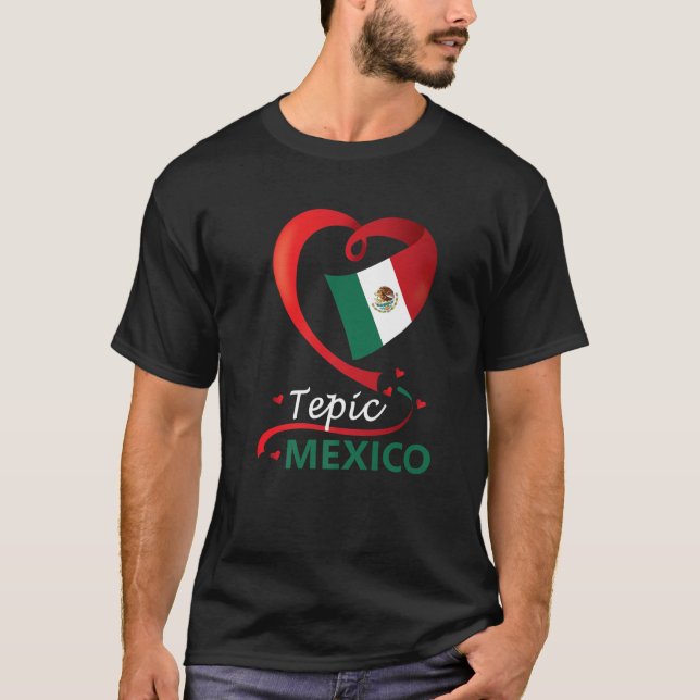 Tepic Nayarit Mexico Herzenflagge Mexicana Corazon T-Shirt (Vorderseite)
