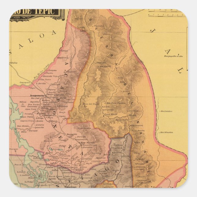 Tepic, Nayarit Quadratischer Aufkleber (Vorderseite)