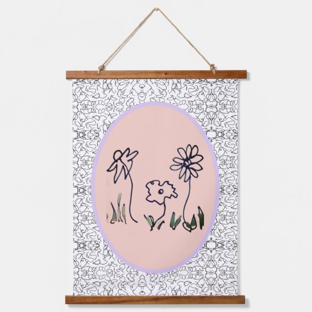 Teppich - Drei Blumen Wandteppich Mit Holzrahmen (Vorderseite)