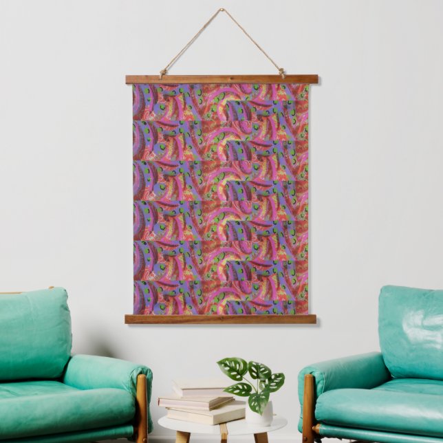 Teppich - Farbige Wirbel Wandteppich Mit Holzrahmen (Wohnzimmer)