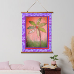 Teppich - Große fantastische Blume Wandteppich Mit Holzrahmen