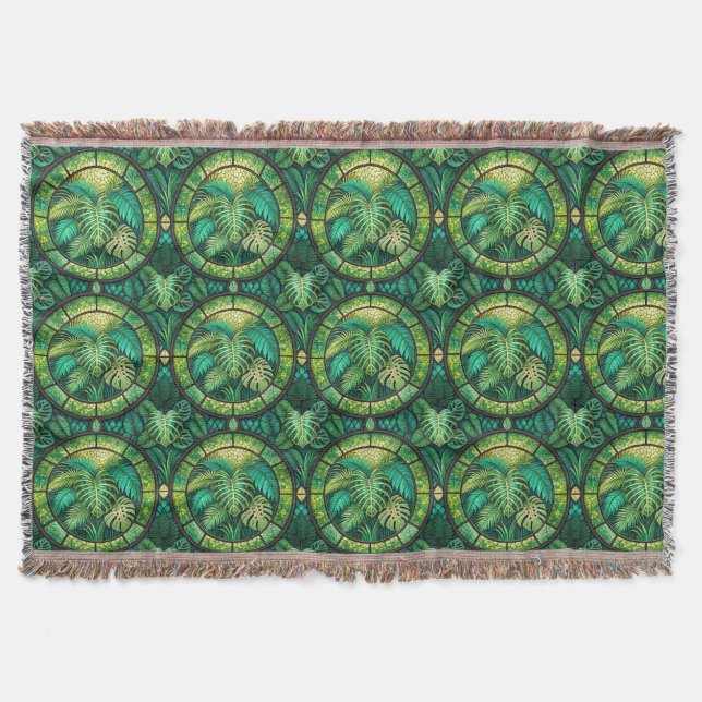 Teppich mit einem Muster aus grünen tropischen  Decke (Vorderseite)