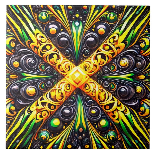 Teppich mit jamaikanischen Farben, modernes Design Fliese (Vorderseite)