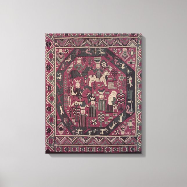 Teppich mit Ritterdarstellung Leinwanddruck (Vorderseite)