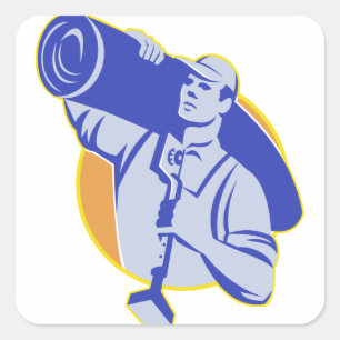 Teppich-Schicht-Arbeitskraft tragen Quadratischer Aufkleber