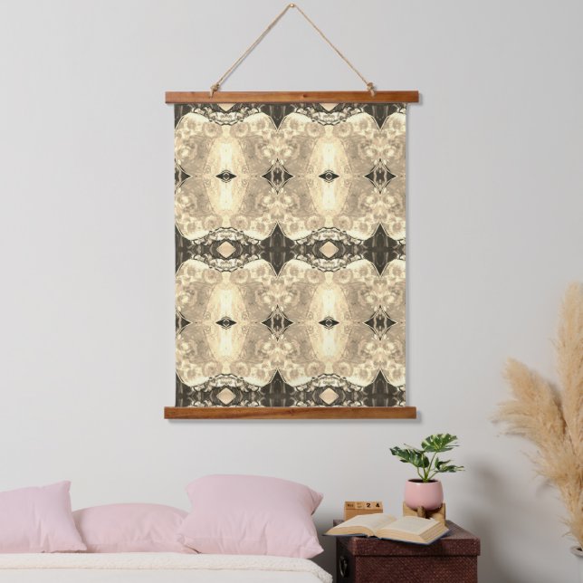 Teppich - Sepia-Diamant Wandteppich Mit Holzrahmen (Schlafzimmer)