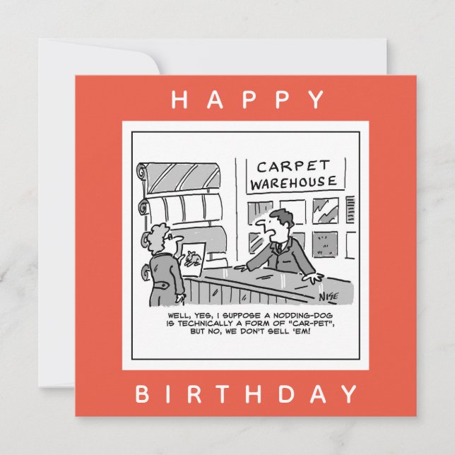 Teppichausstellungsraum verkauft keinen Cartoon fü Karte (Vorderseite)