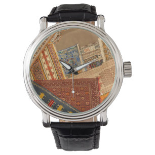 Teppichcollage Nahaufnahme Armbanduhr