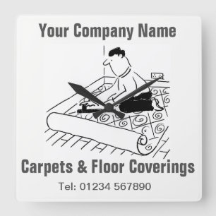 Teppiche und Fußbodenbeläge Cartoon Quadratische Wanduhr