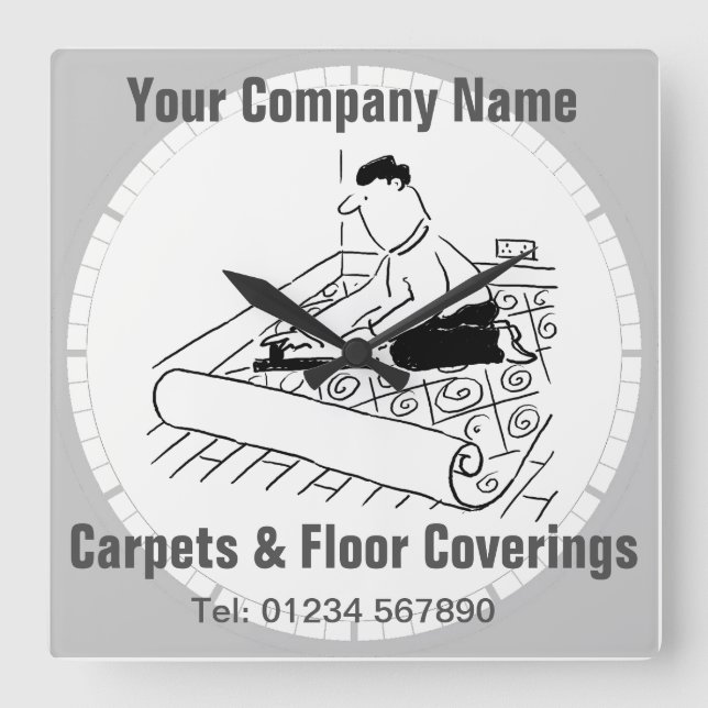 Teppiche, Vinyl, Teppiche und Fußbodenbeläge Quadratische Wanduhr (Vorderseite)