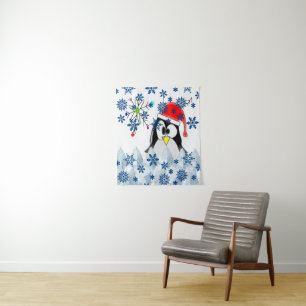 Teppiche Weihnachten Pinguin Wandteppich